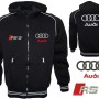 Auto Sport RS3 Fleece Jacket With Hood Embroidered Logos Racing Sweatshirt Fleece Top