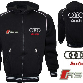 Auto Sport RS5 Fleece Jacket With Hood Embroidered Logos Racing Sweatshirt Fleece Top