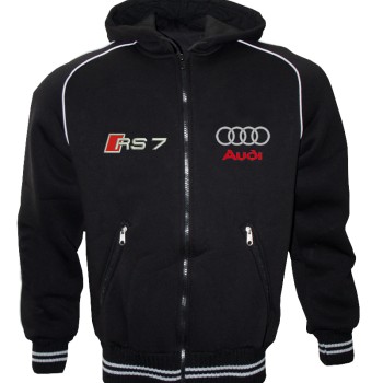 Auto Sport RS7 Fleece Jacket With Hood Embroidered Logos Racing Sweatshirt Fleece Top