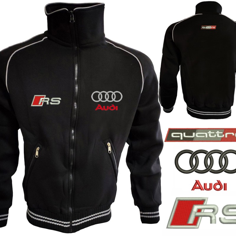 Auto Sport RS Quattro Fleece Jacket Embroidered Logos Racing Sweatshirt Fleece Top