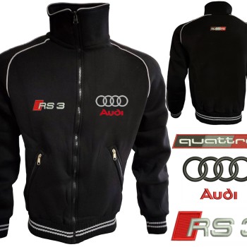Auto Sport RS3 Quattro Fleece Jacket Embroidered Logos Racing Sweatshirt Fleece Top