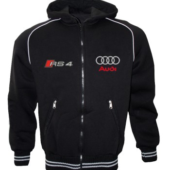 Auto Sport RS4 Fleece Jacket With Hood Embroidered Logos Racing Sweatshirt Fleece Top