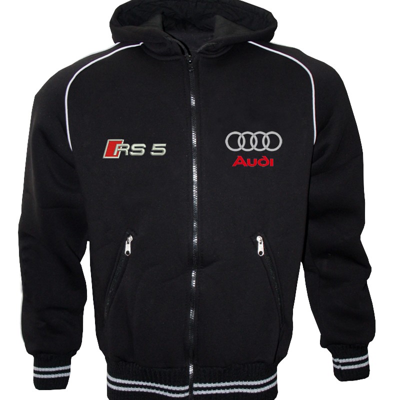 Auto Sport RS5 Fleece Jacket With Hood Embroidered Logos Racing Sweatshirt Fleece Top