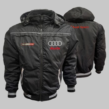 Auto Quattro Car Outer Jacket With Removable Hood Embroidered Logos Racing Driver Apparel
