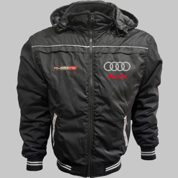 Auto Quattro Car Outer Jacket With Removable Hood Embroidered Logos Racing Driver Apparel