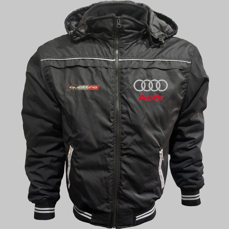 Auto Quattro Car Outer Jacket With Removable Hood Embroidered Logos Racing Driver Apparel