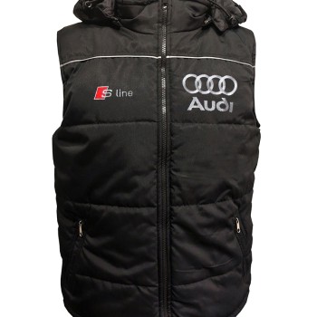 Auto Car Gilet, Sleeveless Vest With Hood Racing, Motorsport, Embroidered Logos S-line 001