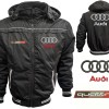 Auto Quattro Sport Car Outer Jacket With Removable Hood Embroidered Logos Racing Driver Apparel